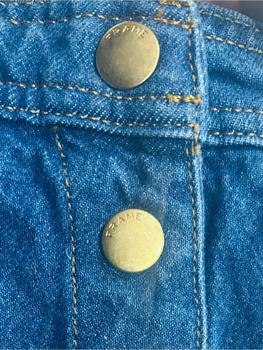 Frame SZ 34 Denim Blue Sailor Snap Denim Mini Skirt/Waist 40” - Picture 6 of 9